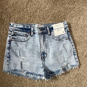 Abercrombie Light Wash Denim High Rise Jean Shorts